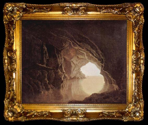 framed  Joseph wright of derby Cave at evening, by Joseph Wright,, ta009-2